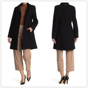 Vince Camuto Notch Collar Single Breasted Wool Coat Black XS!!